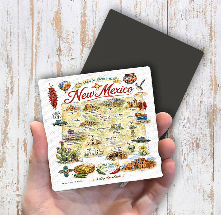 New Mexico State Map Landmark Magnet Fridge