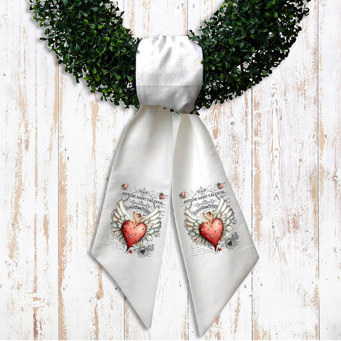 Vintage French Heart Cupid Valentine Wreath Sash