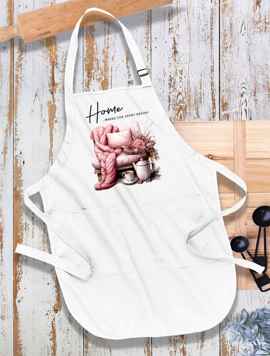 Home where our story begins Kitchen Cotton Apron