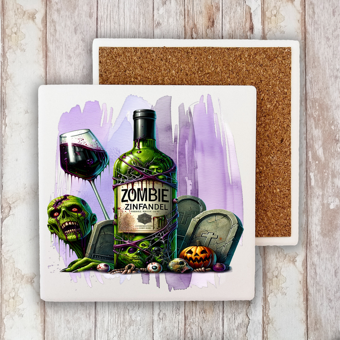 Halloween Zombie Zinfandel Stone Coaster