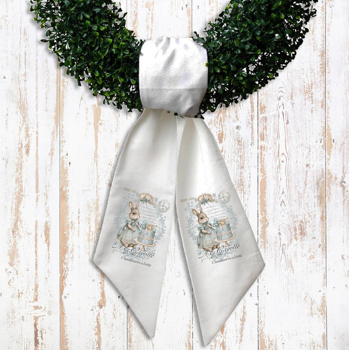 Shabby Chic French Easter Bunny Wreath Sash