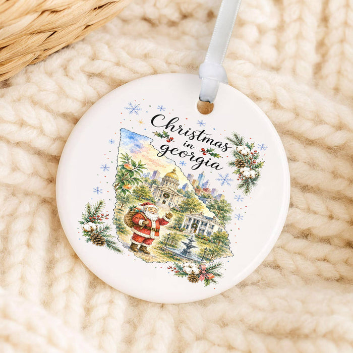 Christmas in Georgia State Map Ornament