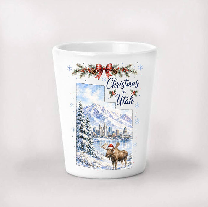 Christmas in Utah State Map Shot Glass