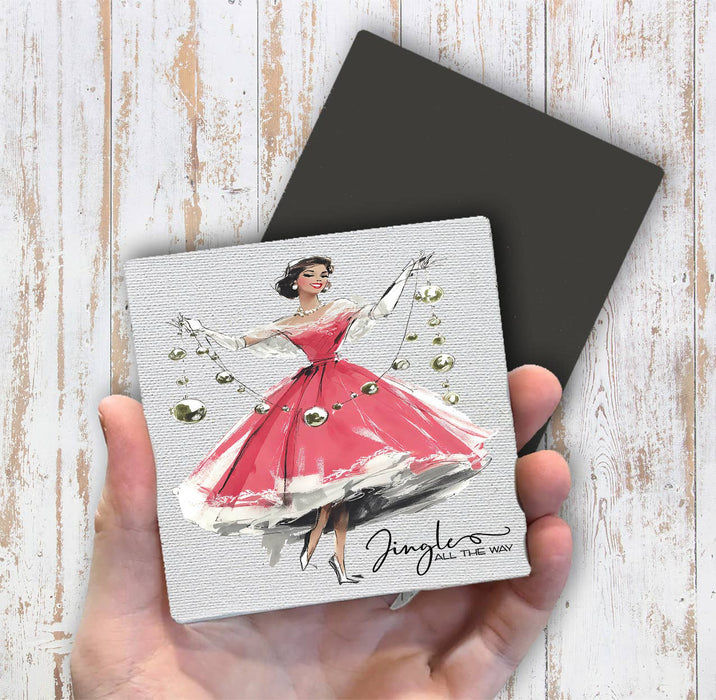 Retro Christmas Jingle all the way Magnet Fridge