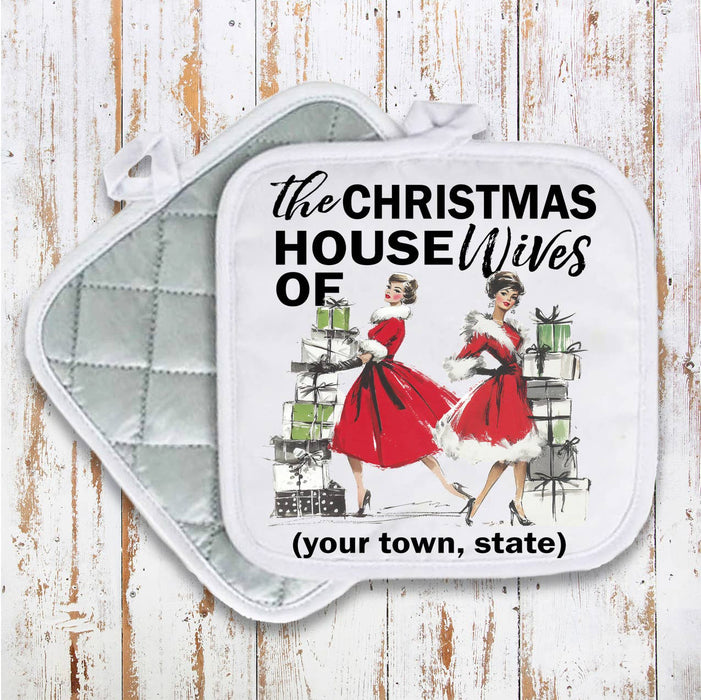 Retro Ladies Christmas Housewives Pot Holder