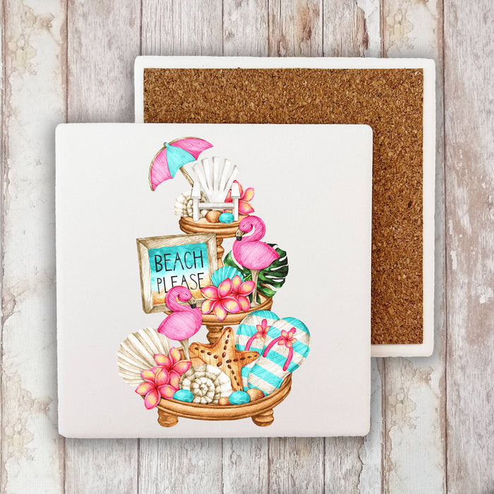Beach Please 3 Tier Tray  Stone Coaster