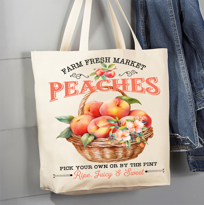 Farm Fresh Peaches Blossoms  Canvas Tote Bag