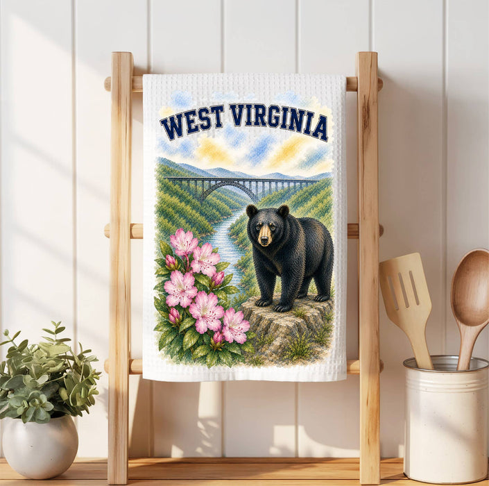West Virginia State Bird and Animal Waffle Weave Towel