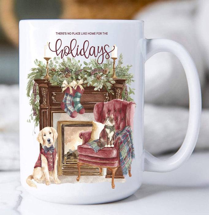 Christmas Home for The Holidays Fireplace Coffee Mug
