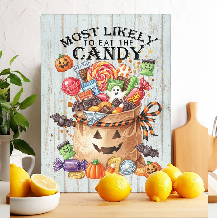 Halloween Most Likely to Eat The Candy Glass Cutting Board