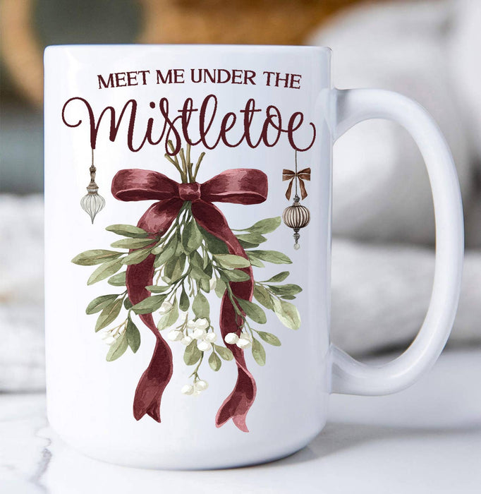 Christmas Meet me under Mistletoe Coffee Mug