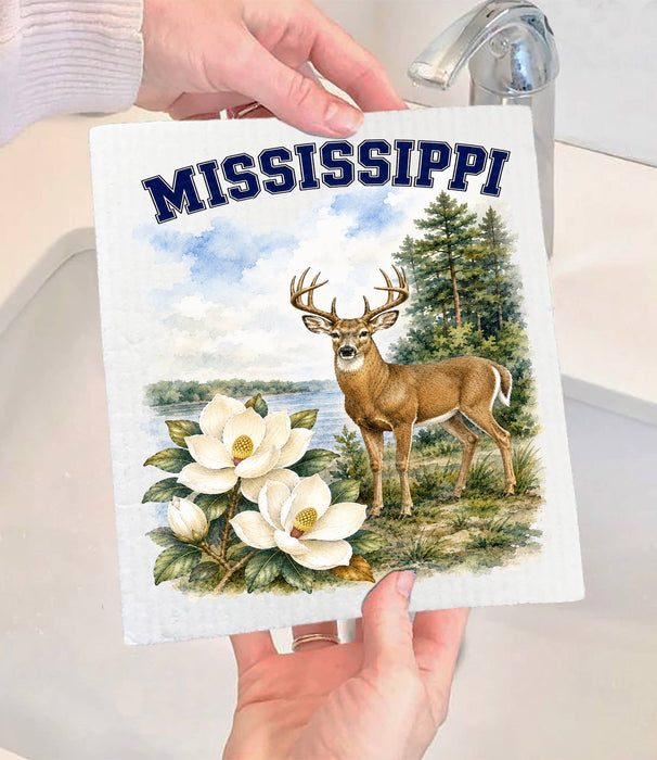 Mississippi State Bird and Animal Swedish Dishcloth