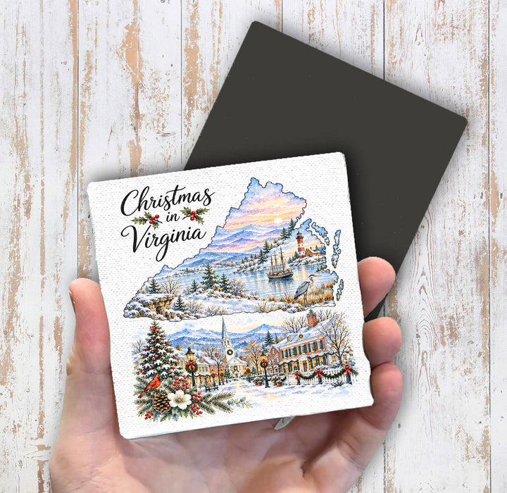 Christmas in Virginia State Map Magnet Fridge