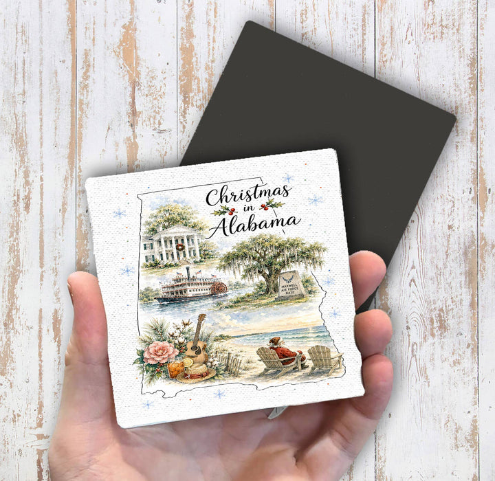 Christmas in Alabama State Map Magnet Fridge