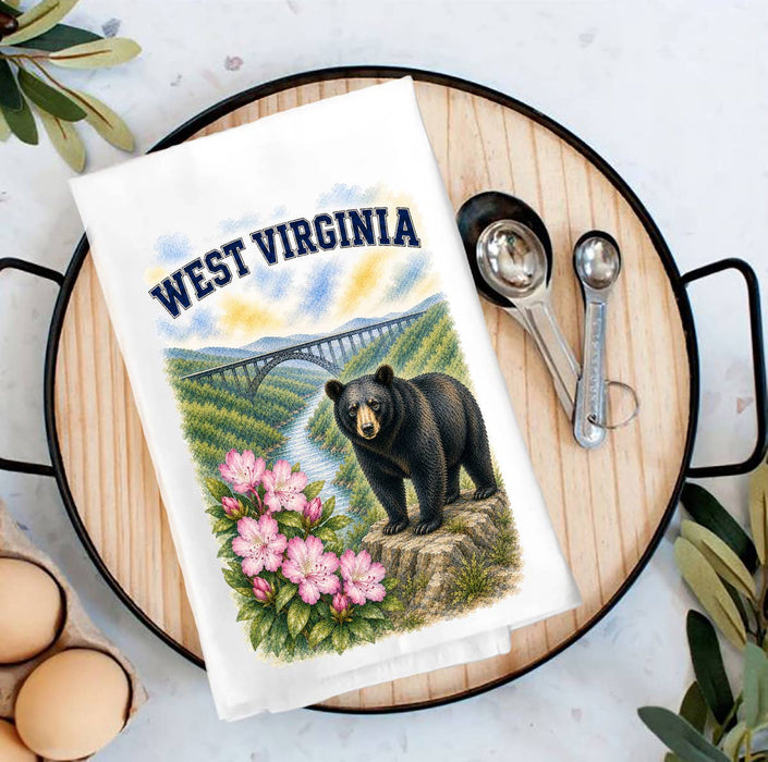 West Virginia State Bird and Animal Tea Towel