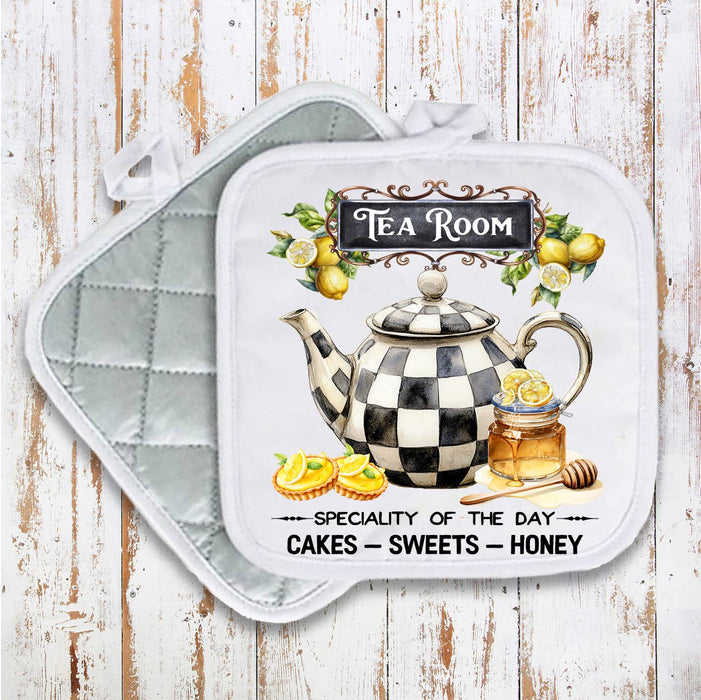 Checkered tea pot Tea Room Pot Holder Oven Mitt