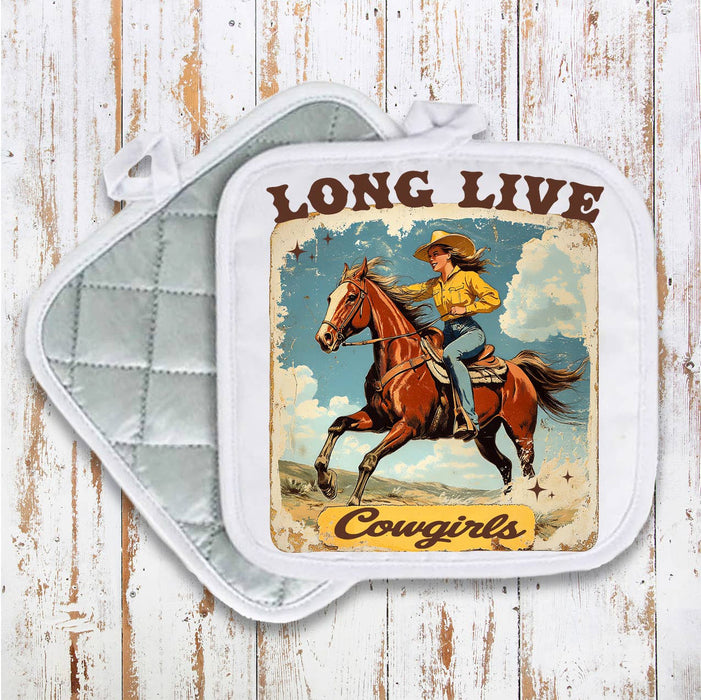 Vintage Cowgirls Long Live Cowgirls Pot Holder Oven Mitt
