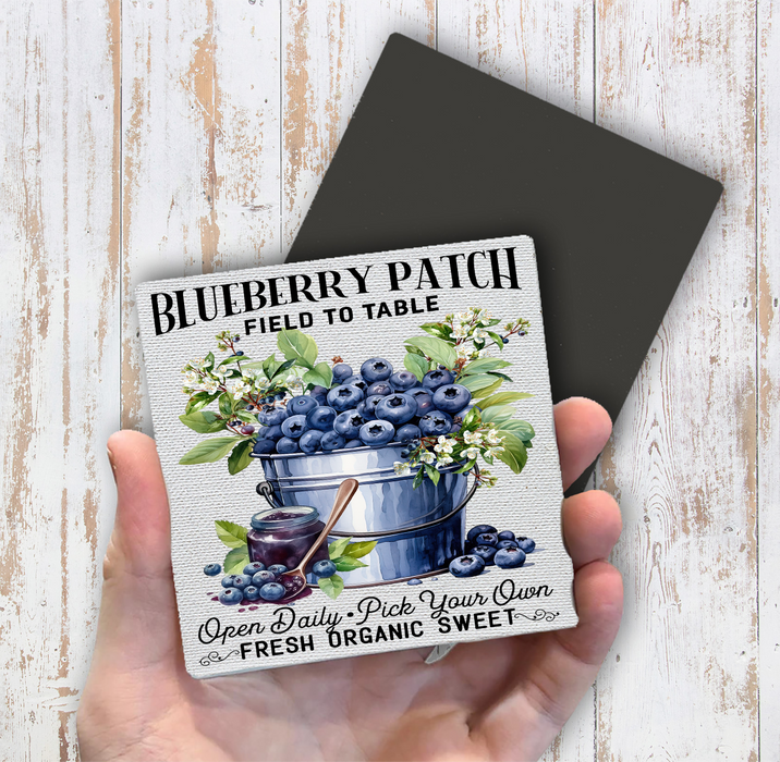 Blueberry Patch Field to Table  Magnet Fridge