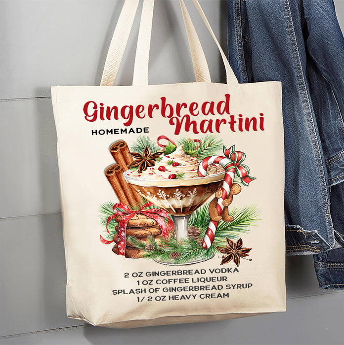 Christmas Gingerbread Martini Canvas Tote Bag