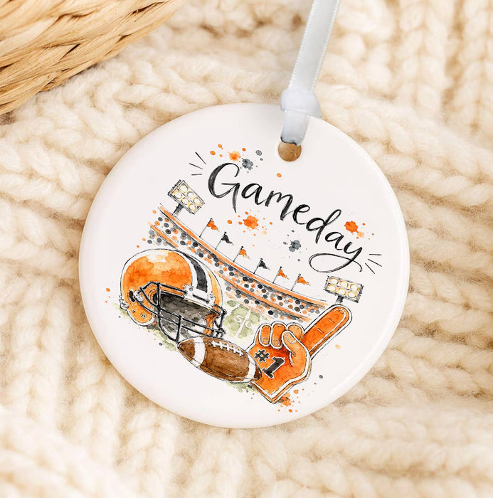 Gameday Football Orange & Black Ornament