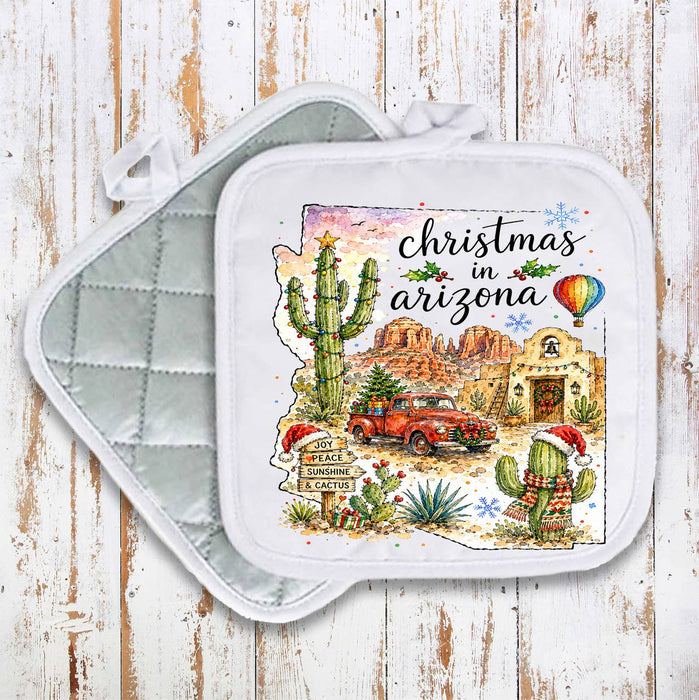 Christmas in Arizona State Map Pot Holder