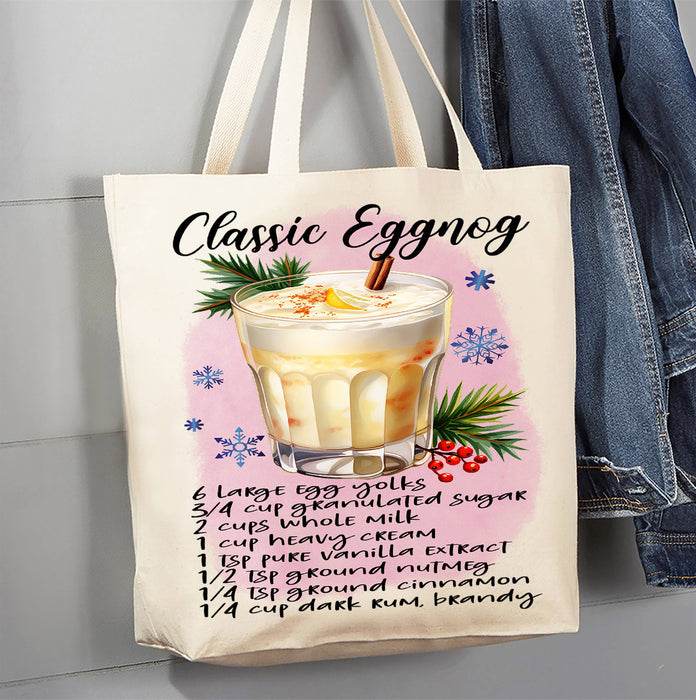 Christmas Cocktail Classic Eggnog Recipe Canvas Tote Bag