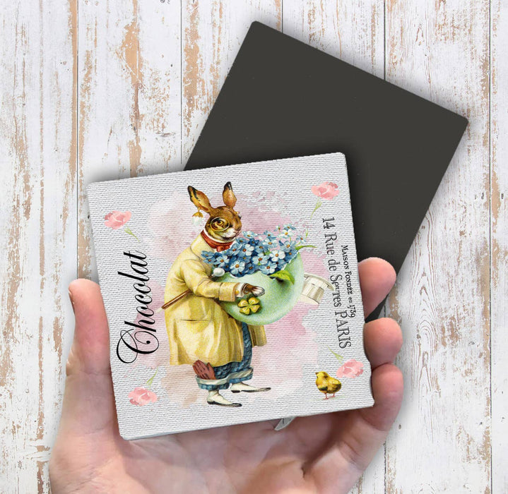 Vintage French Easter Bunny Chocolate Magnet Fridge