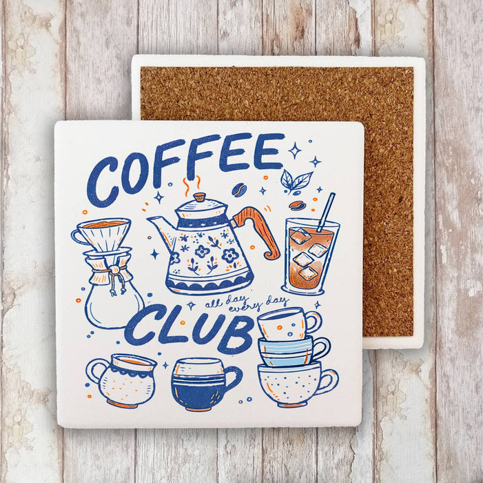 Retro Coffee Club All Day Stone Coaster