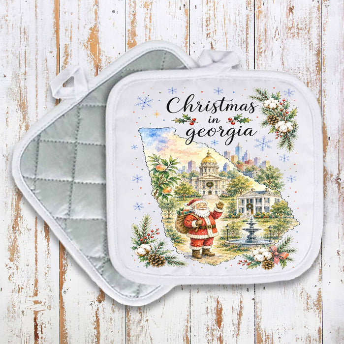 Christmas in Georgia State Map Pot Holder