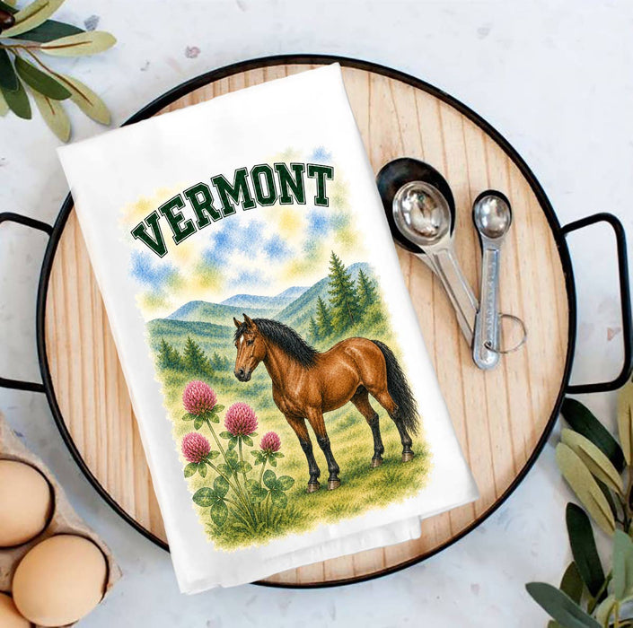 Vermont State Bird and Animal Tea Towel
