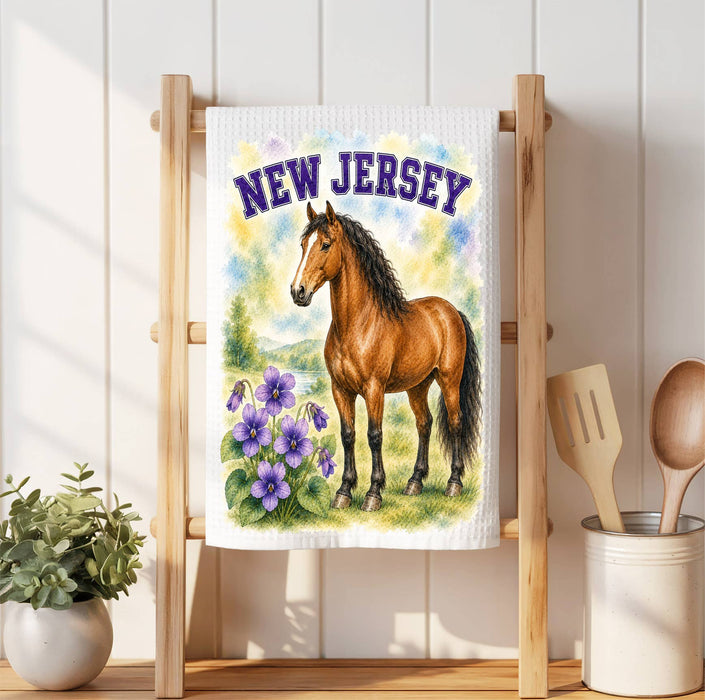New Jersey State Bird and Animal Waffle Weave Towel