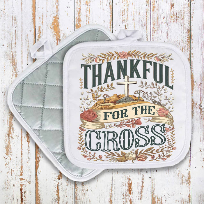 Thankful for the Cross Spiritual Pot Holder Oven Mitt