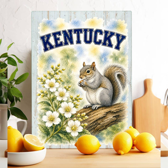 Kentucky State Bird and Animal Glass Cutting Board