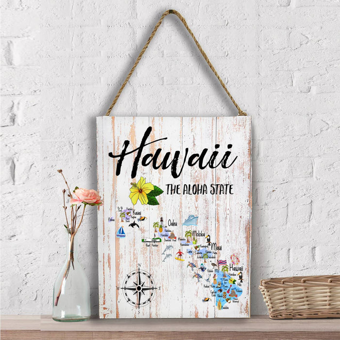 Hawaii State Map Souvenir  Wall Decor