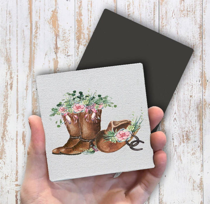 Western Cowboy Boots Flowers Southwestern Magnet Fridge