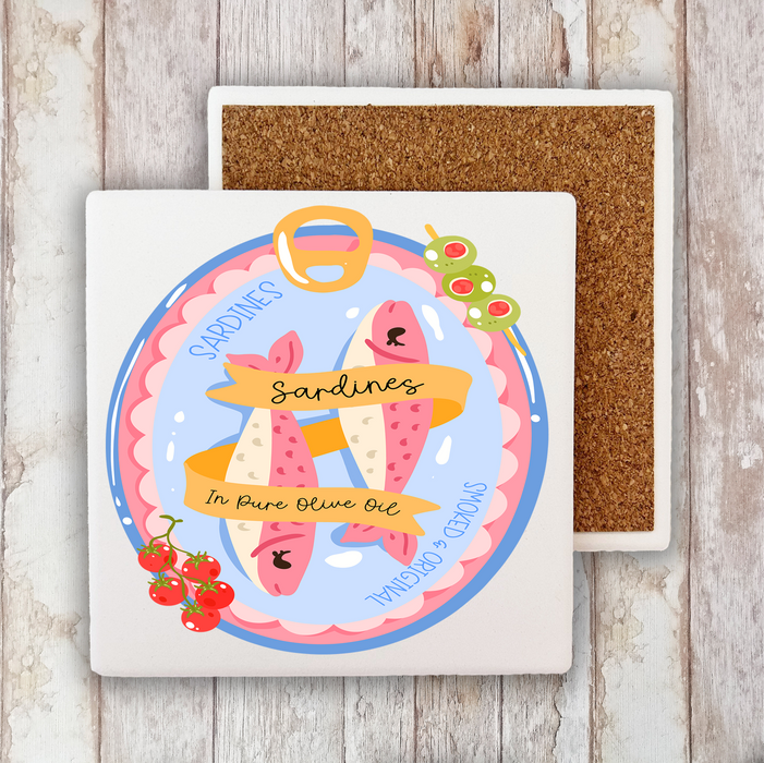 Sardines Fish Olive Oil Coastal Stone Coaster