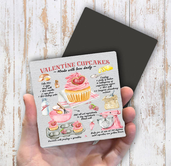 Valentine Cupcake Recipe Magnet Fridge