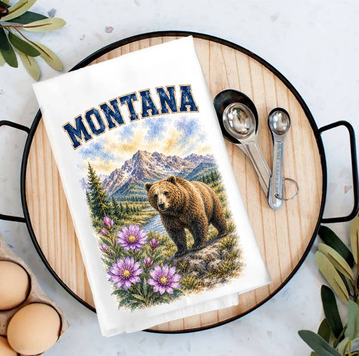 Montana State Bird and Animal Tea Towel