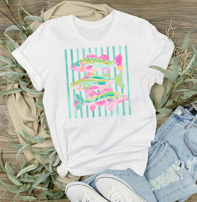 Coastal Colorful Fish Pastel Colors T-Shirt