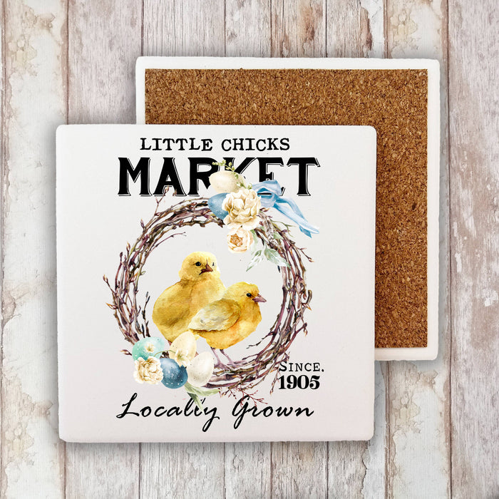 Easter Little Chicks Market Stone Coaster