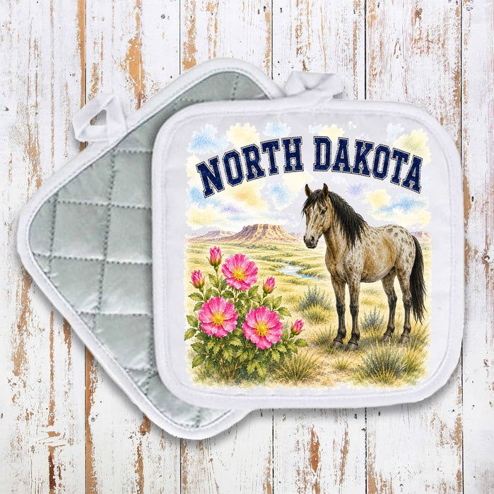 North Dakota State Bird and Animal Pot Holder