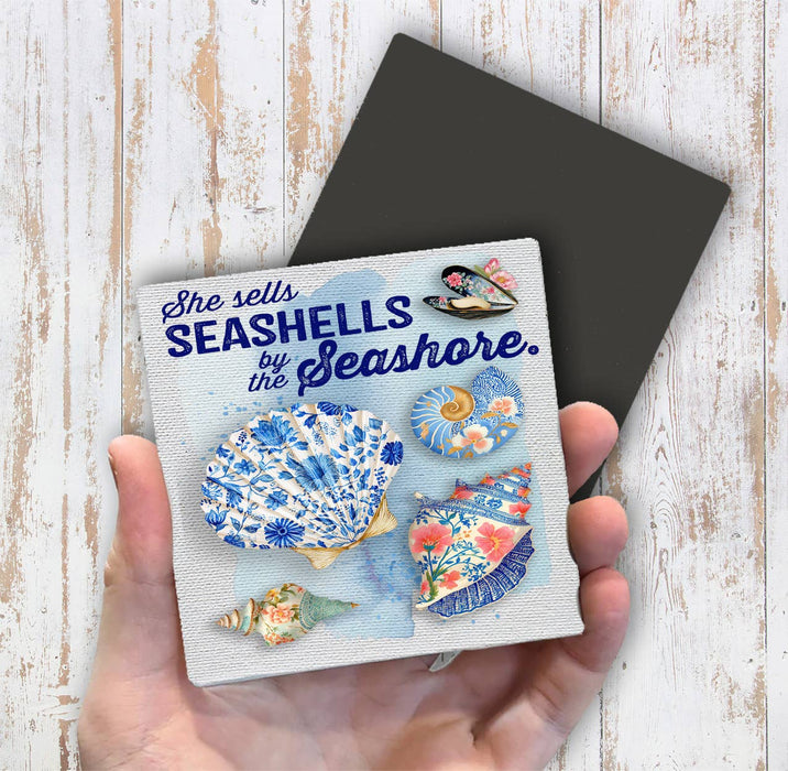 Seashells by the Seashore Floral Shells Magnet Fridge