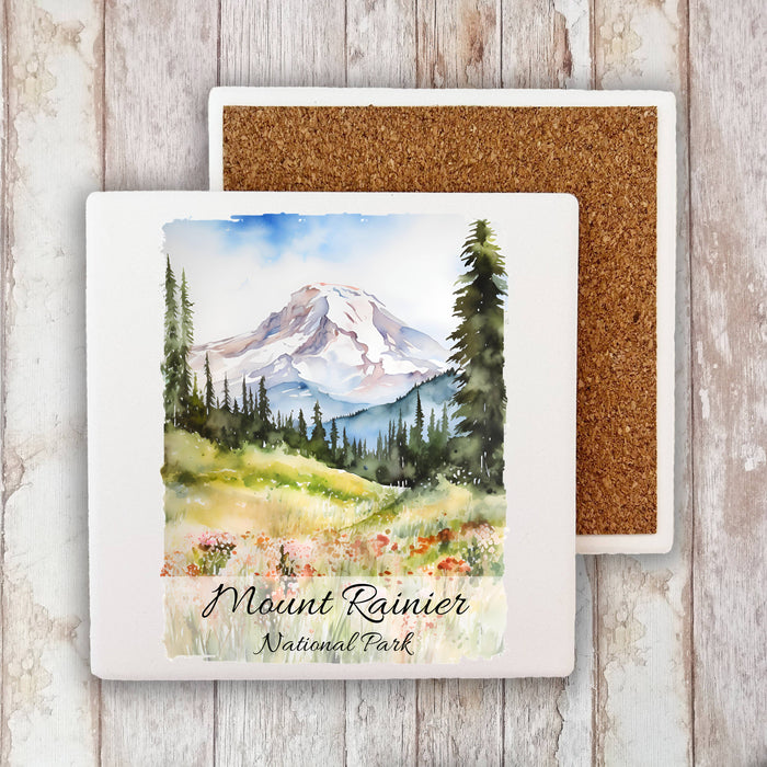 Mount Rainier National Park Washington  Stone Coaster
