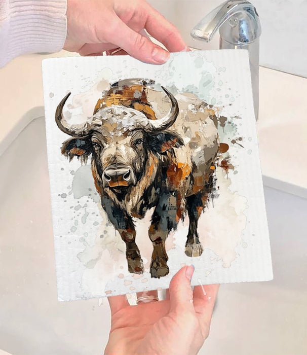 Buffalo Beige Tones Waterolor Swedish Dishcloth