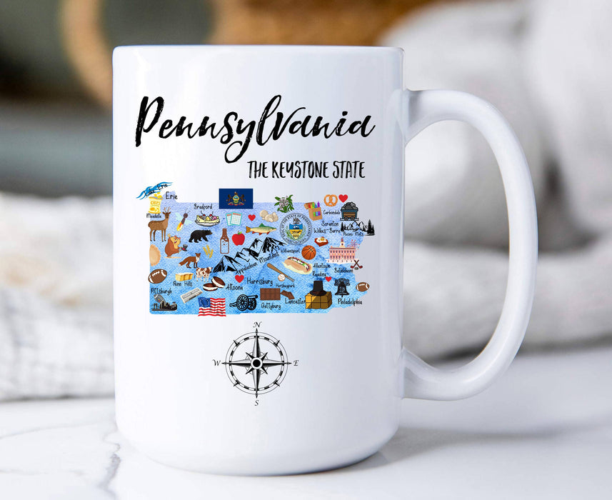 Pennsylvania State Map Souvenir Coffee Mug