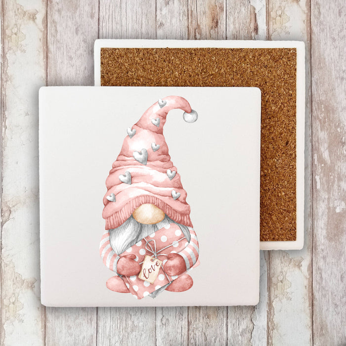 Valentine Gnome Love Hearts  Stone Coaster