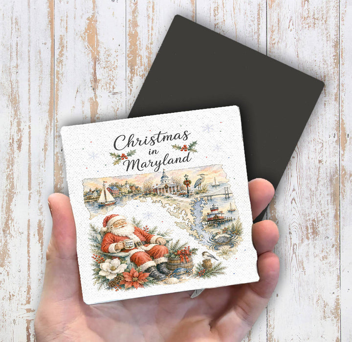 Christmas in Maryland State Map Magnet Fridge