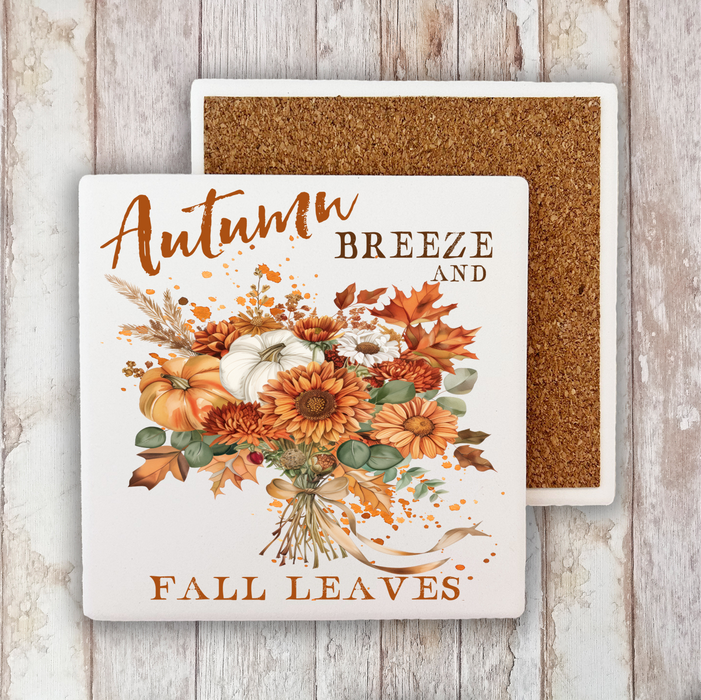Autumn Breeze Fall Leaves Stone Coaster