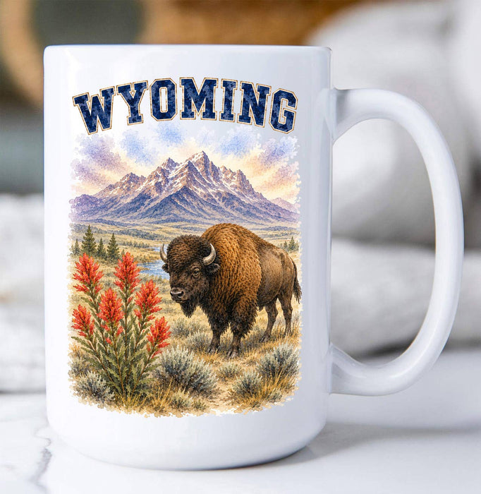Wyoming State Bird and Animal Coffee Mug