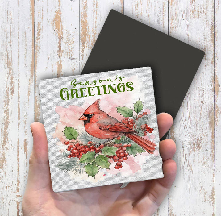 Christmas Seaons Greeting red Cardinal Magnet Fridge